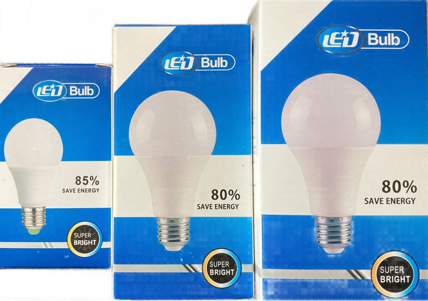 GLS LED Light Bulb size comparison - 3W/5W, 9W, 15W