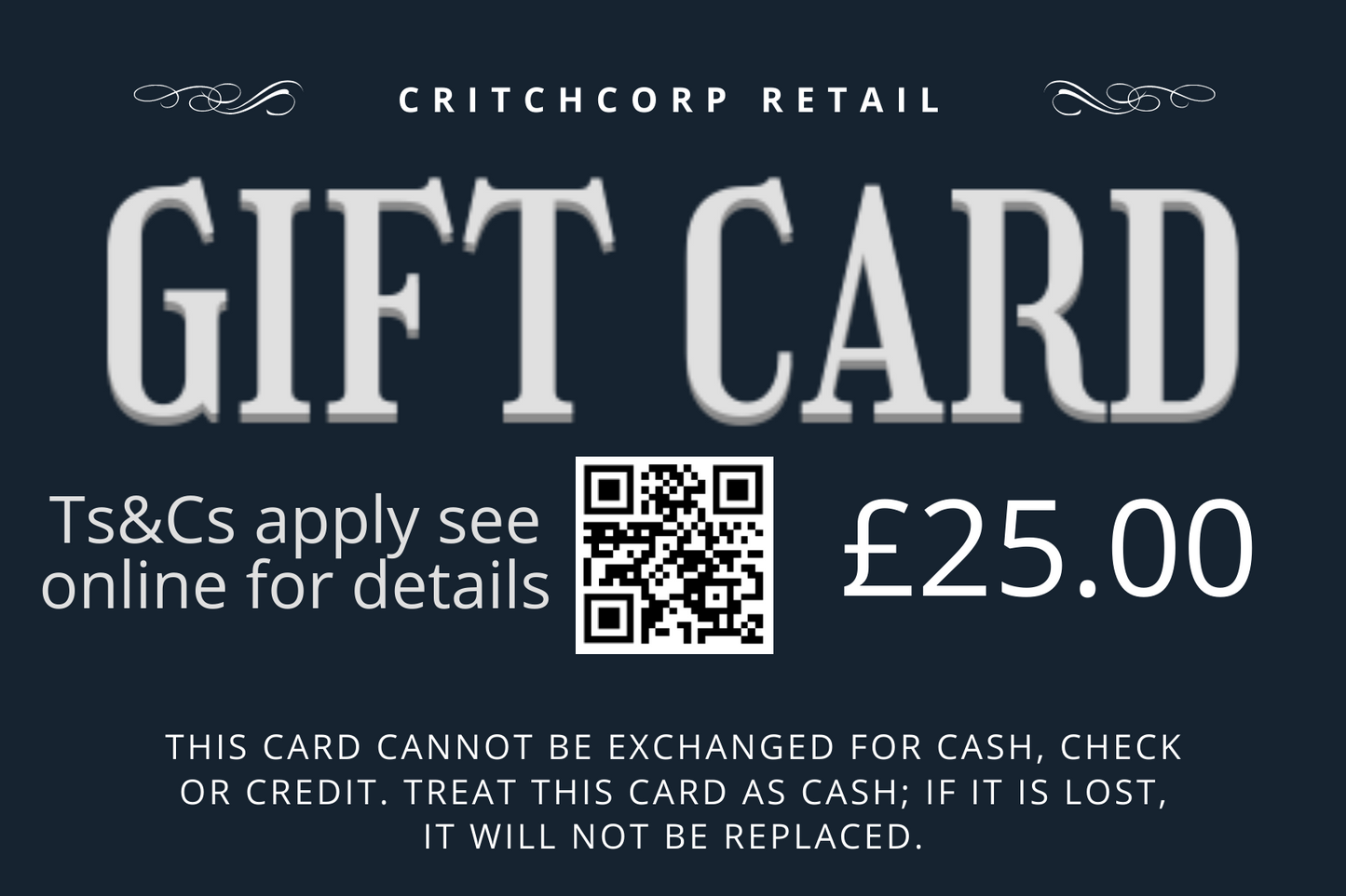 CritchCorp Retail Gift Card - CritchCorp Retail & Wholesale