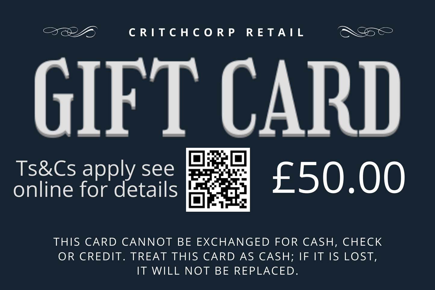 CritchCorp Retail Gift Card - CritchCorp Retail & Wholesale