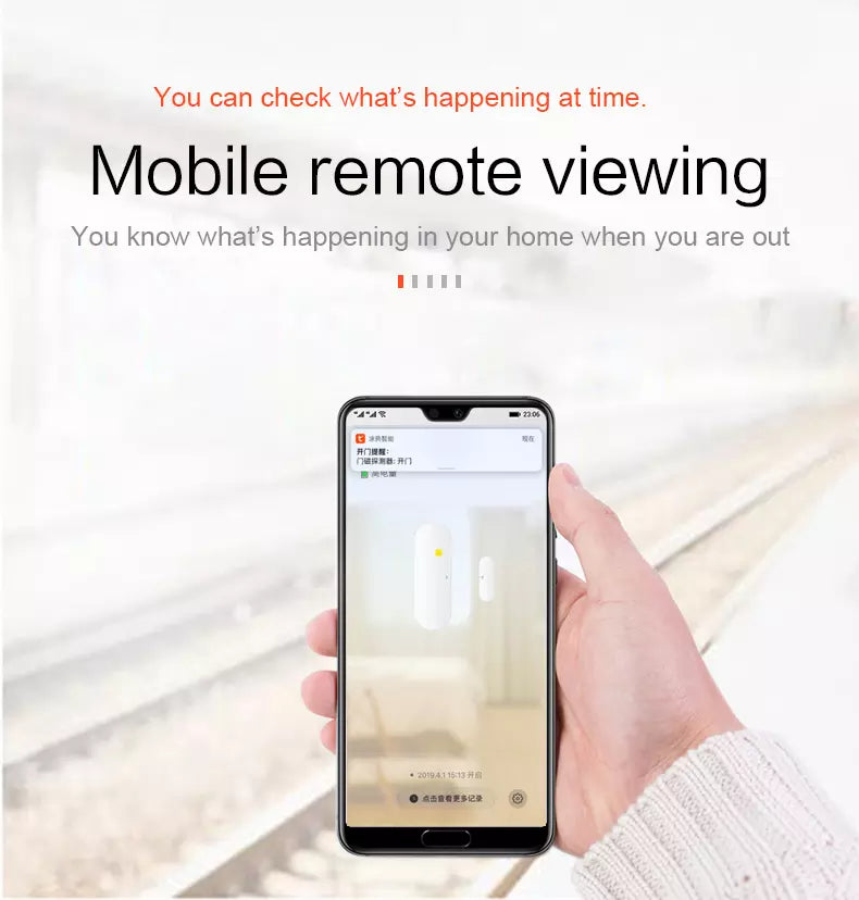Wi-Fi Door/Windows Sensor, check the status on your smart phone from anywhere with the app.