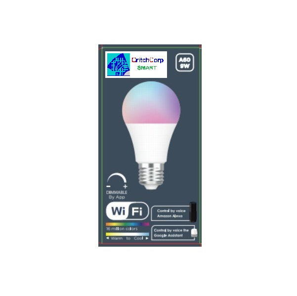 E27 WiFi Smart Dimmable Lightbulb RGBCDW works with Alexa/Google/Smart Life/Tuya - CritchCorp Retail & Wholesale
