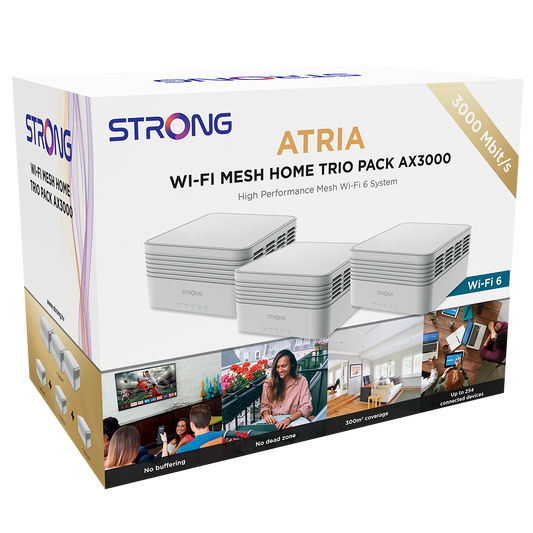 Strong ATRIA Wi-Fi6 Mesh Trio Pack AX3000 UK - Wi-Fi speeds upto 3000Mbps - CritchCorp Retail & Wholesale