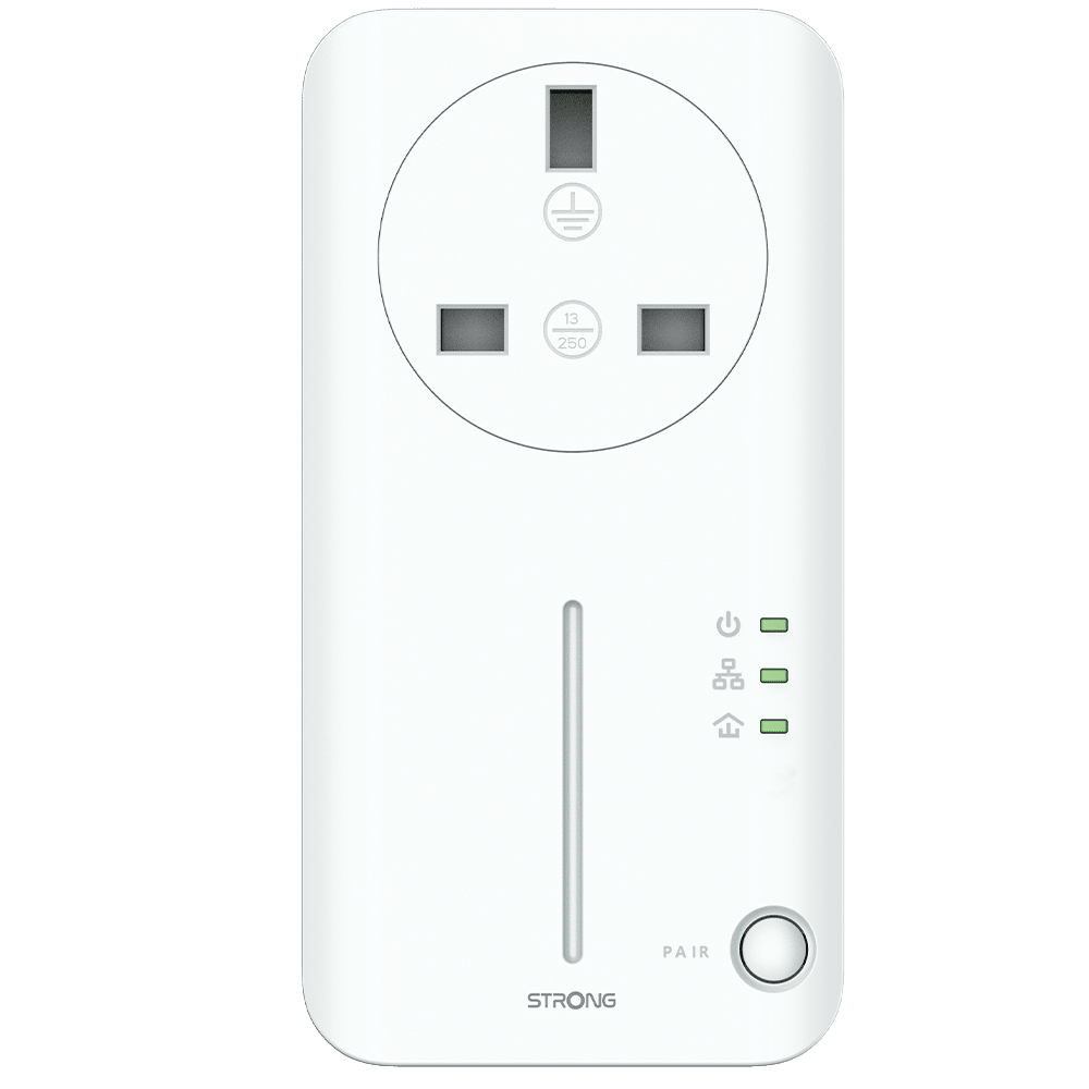 Strong - Kit of 2 - Powerline 600 DUO UK v2 with passthrough socket; Internet from any power socket! - CritchCorp Retail & Wholesale
