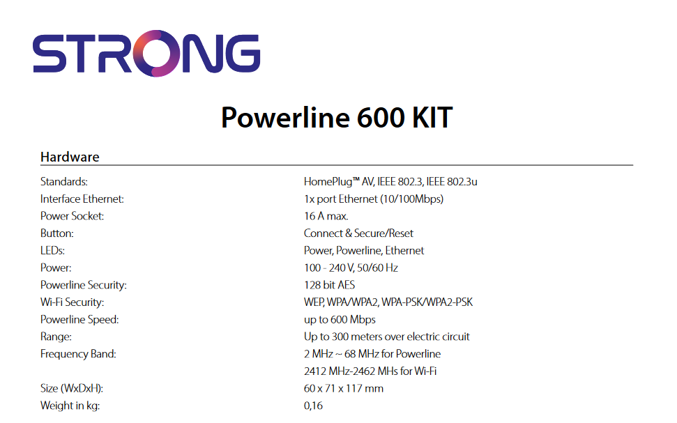 Strong - Kit of 2 - Powerline 600 DUO UK v2 with passthrough socket; Internet from any power socket! - CritchCorp Retail & Wholesale
