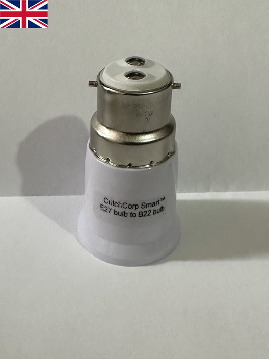 CritchCorp Smart V1 E27 bulb converter to B22. CE, UKCA, Max 40W 80°C 250V - CritchCorp Retail & Wholesale