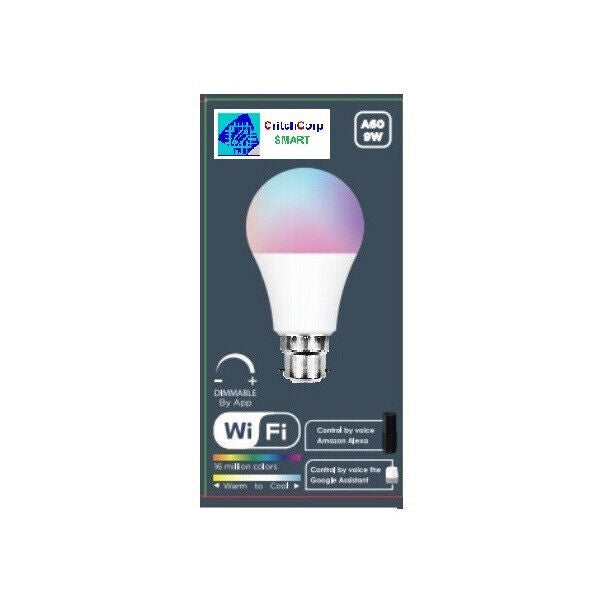 10 x B22 WiFi Smart Dimmable Lightbulb RGBCDW works with Alexa/Google/Smart Life/Tuya - CritchCorp Retail & Wholesale