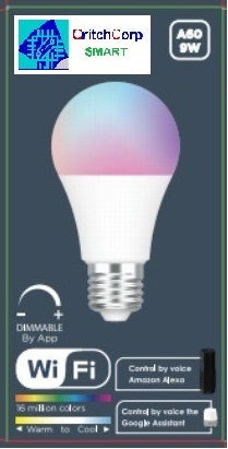 100 x E27 WiFi Smart Dimmable Lightbulb RGBCDW works with Alexa/Google/Smart Life/Tuya - CritchCorp Retail & Wholesale