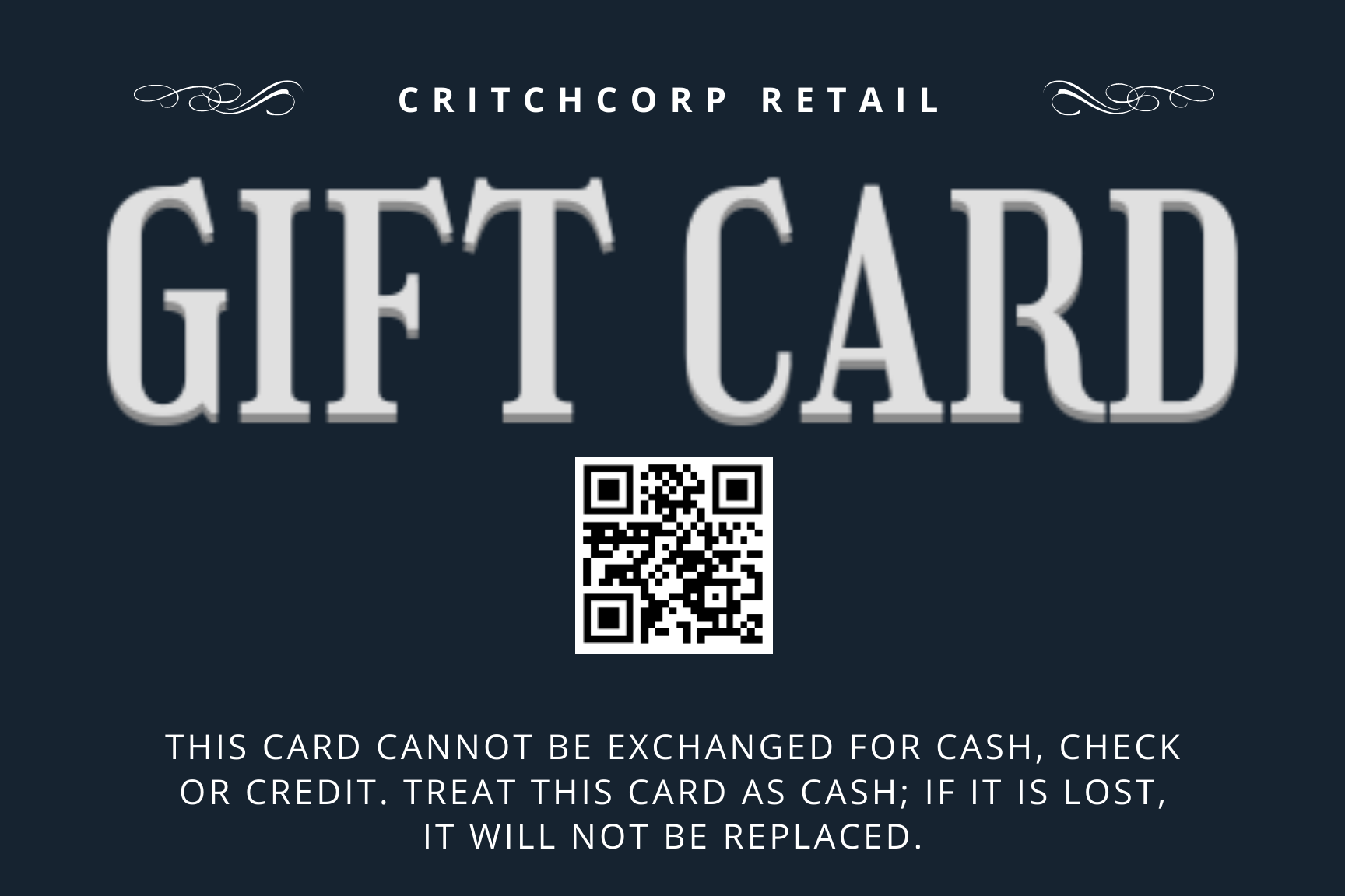 CritchCorp Retail Gift Card - CritchCorp Retail & Wholesale