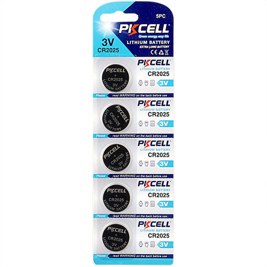 5 x CR2025, E-CR2025, DL2025, 5003LC, 3V Coin Cell Button Battery