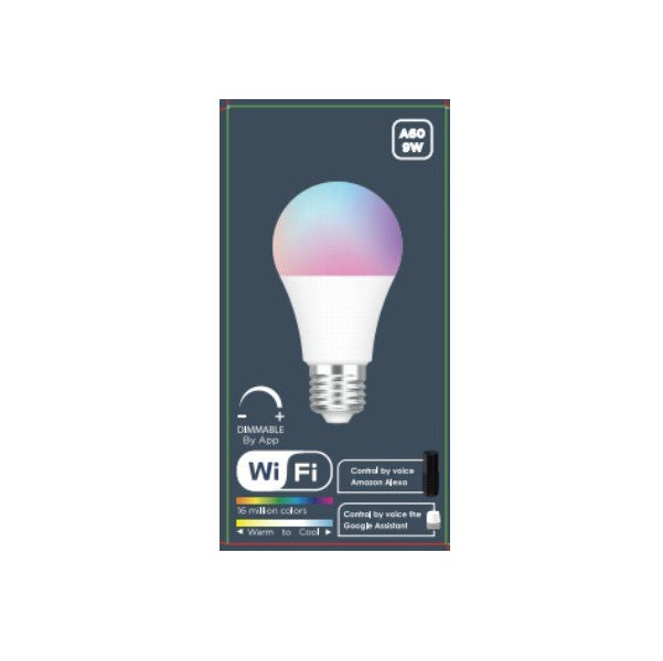 E27 WiFi Smart Dimmable Lightbulb RGBCDW works with Alexa/Google/Smart Life/Tuya