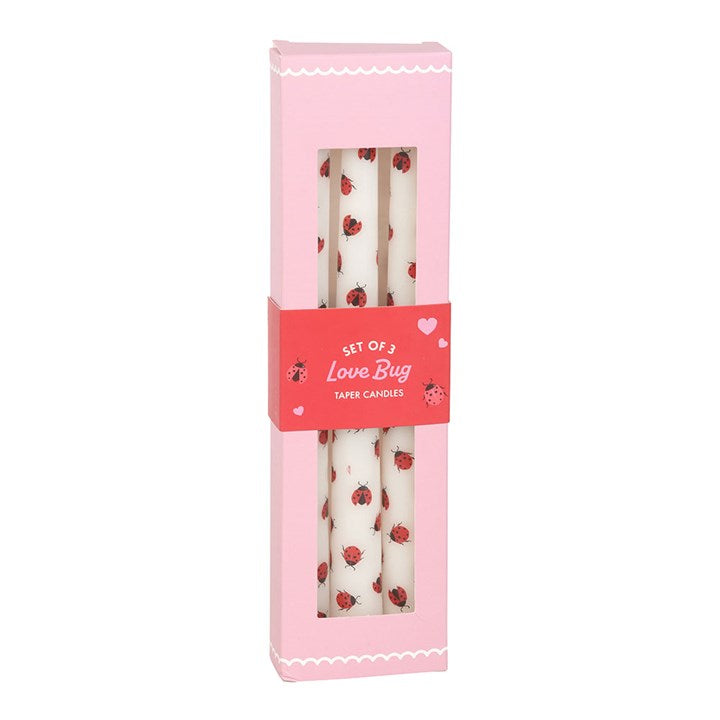 Set of 3 Love Bug Ladybird Taper Candles