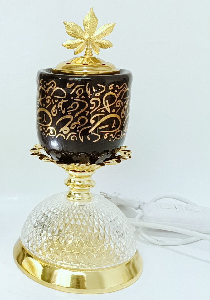 Electric Incense Burner in Black with Arabic looking writing