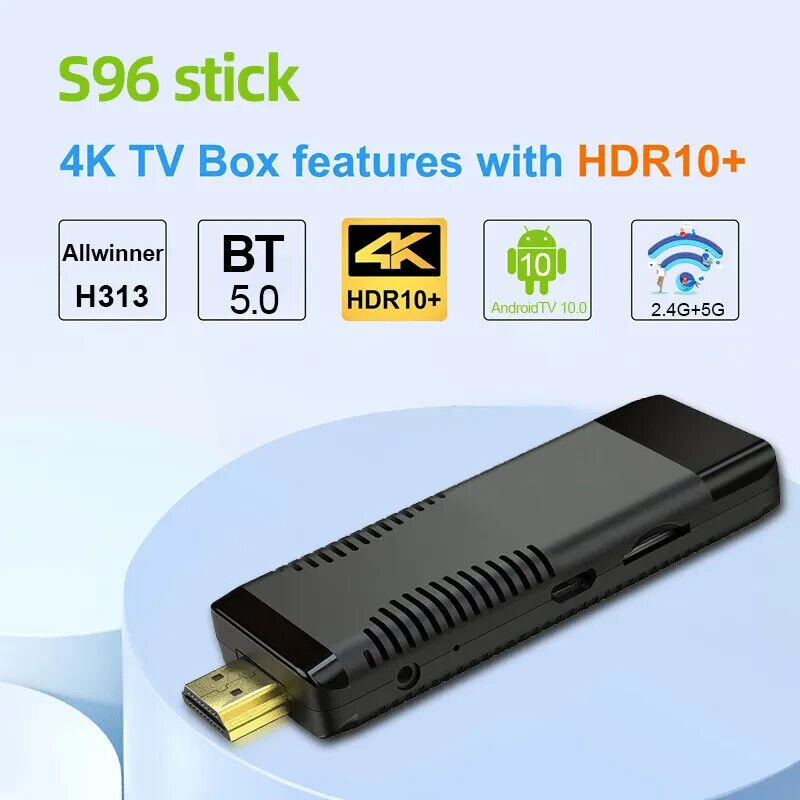 S96 AndroidTV stick 4k 2GB/16GB Bluetooth 5.0 Allwinner H313 2.4/5 Ghz Wi-Fi